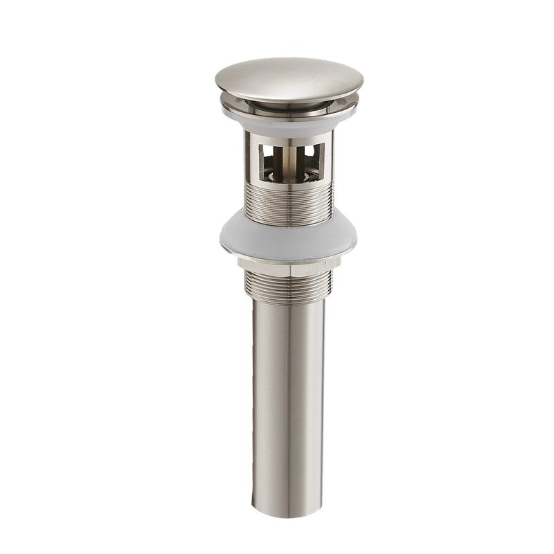 BWE Bathroom Sink Drain Bathroom Faucet Vessel Vanity Sink Drain Stopper with Overflow Brushed Nickel Fits Bathroom Standard Sink Hole 1-1/2" to 1-3/4" - Image 1